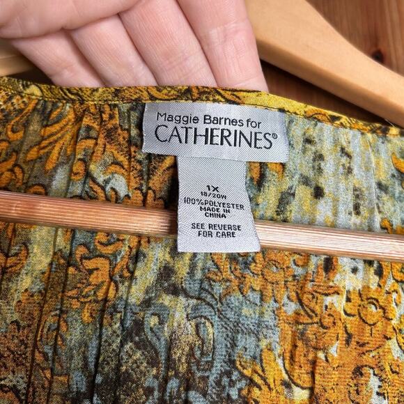 Catherines Animal Print Women’s Blouse 1X Bell Sleeves Boho Lagenlook Flowy Chic - Picture 3 of 8